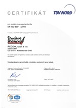  Certifikát pro systém managementu dle EN ISO 9001:2000